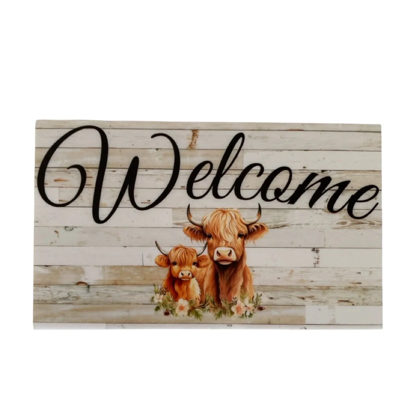 Welcome Highland Cow Farmhouse Sign - The Renmy Store Homewares & Gifts