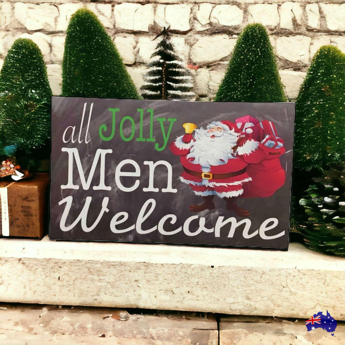 All Jolly Men Welcome Santa Christmas Sign - The Renmy Store Homewares & Gifts