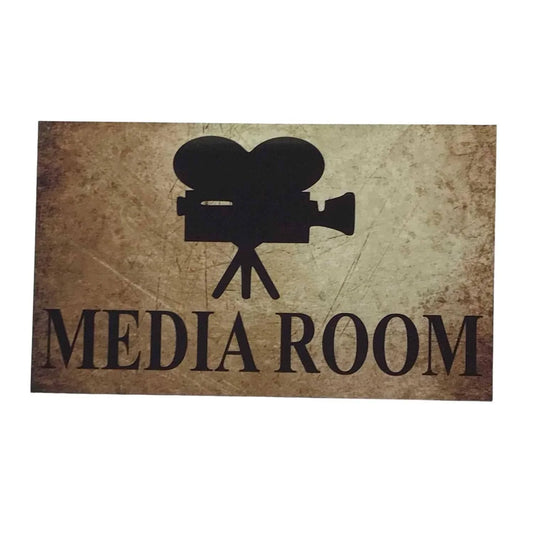 Media Room Rustic Vintage Door Sign - The Renmy Store Homewares & Gifts