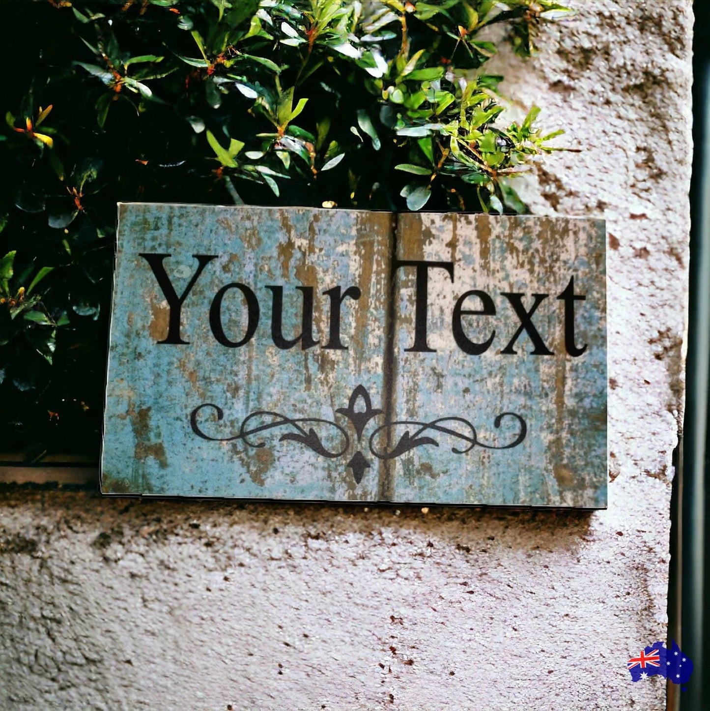 Custom Personalised Aqua Timber Look Sign - The Renmy Store Homewares & Gifts