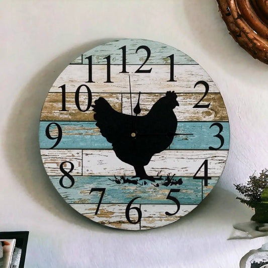 Clock Wall Farmhouse Chicken Aussie Made - The Renmy Store Homewares & Gifts