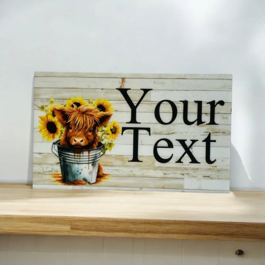 Cow Highland Sunflower Farm Custom Personalised Sign - The Renmy Store Homewares & Gifts