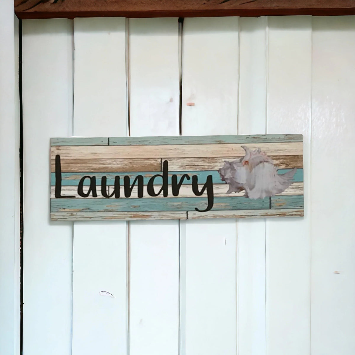 White Shell Mint Rustic Sign Toilet Laundry Bathroom - The Renmy Store Homewares & Gifts
