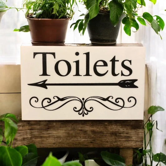 Toilets Toilet Wall Door Right Left Arrow Sign - The Renmy Store Homewares & Gifts
