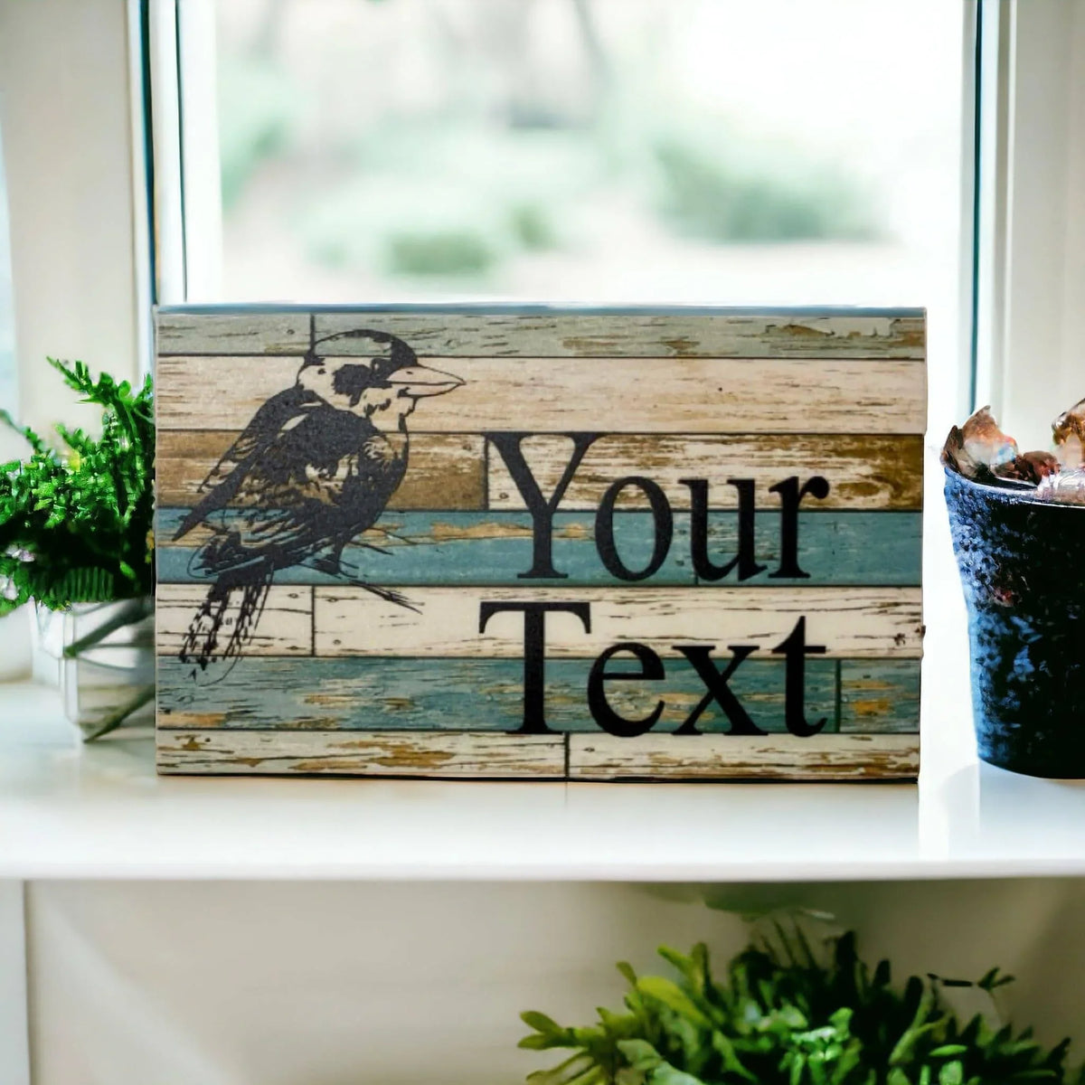 Kookaburra Bird Custom Personalised Blue Sign - The Renmy Store Homewares & Gifts