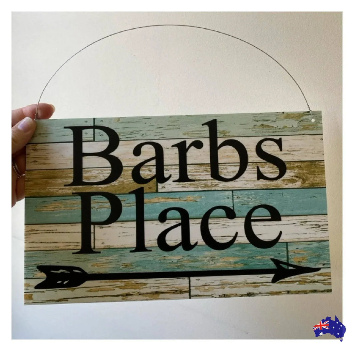 Custom Personalised Arrow Rustic Blue Direction Sign - The Renmy Store Homewares & Gifts