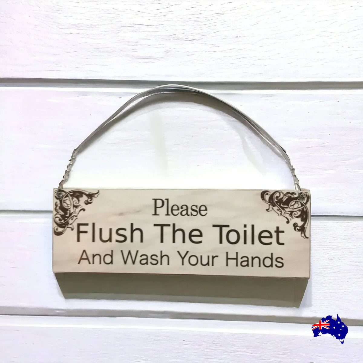 Flush Toilet Wash Your Hands Sign - The Renmy Store Homewares & Gifts