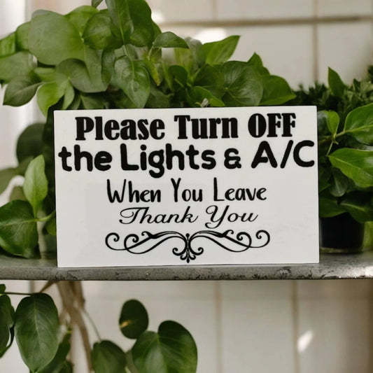 Lights and Aircon Off BNB Guest Motel Hotel Sign - The Renmy Store Homewares & Gifts