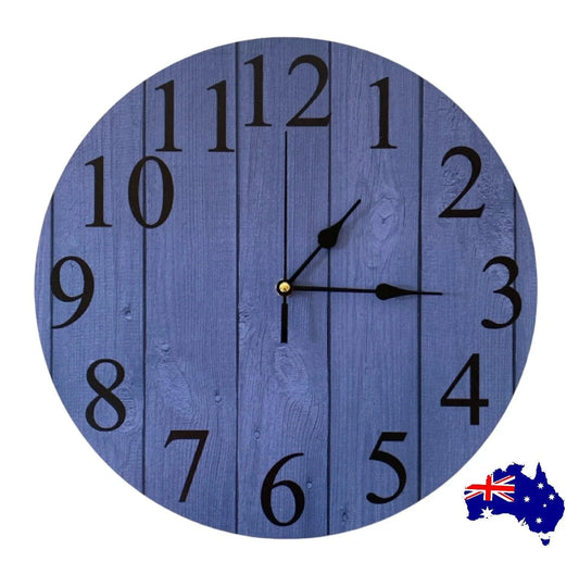 Clock Wall Timber Rustic Dark Blue 30cm or 60cm Aussie Made - The Renmy Store Homewares & Gifts