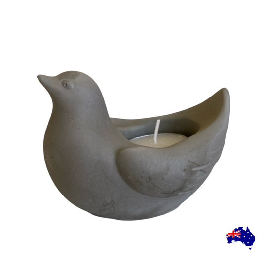 Bird Birdie Tealight Candle Holder Aussie Handmade Concrete