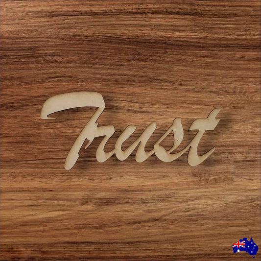 Trust MDF Wooden Word Shape Raw - The Renmy Store Homewares & Gifts