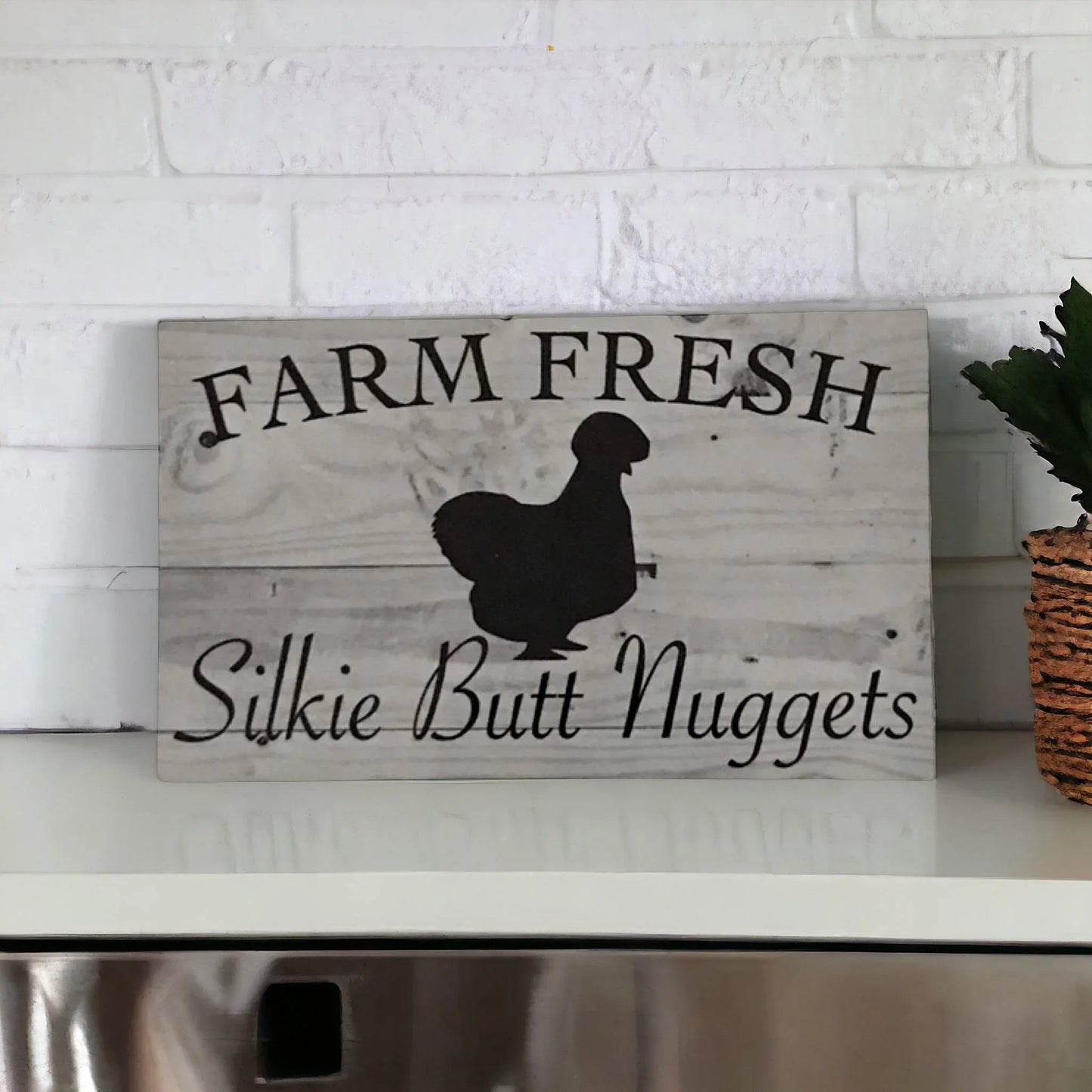 Farm Fresh Silkie Butt Nuggets Egg Sign - The Renmy Store Homewares & Gifts