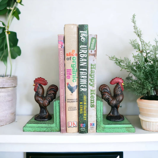 Book Ends Bookend Rooster Country Cast Iron
