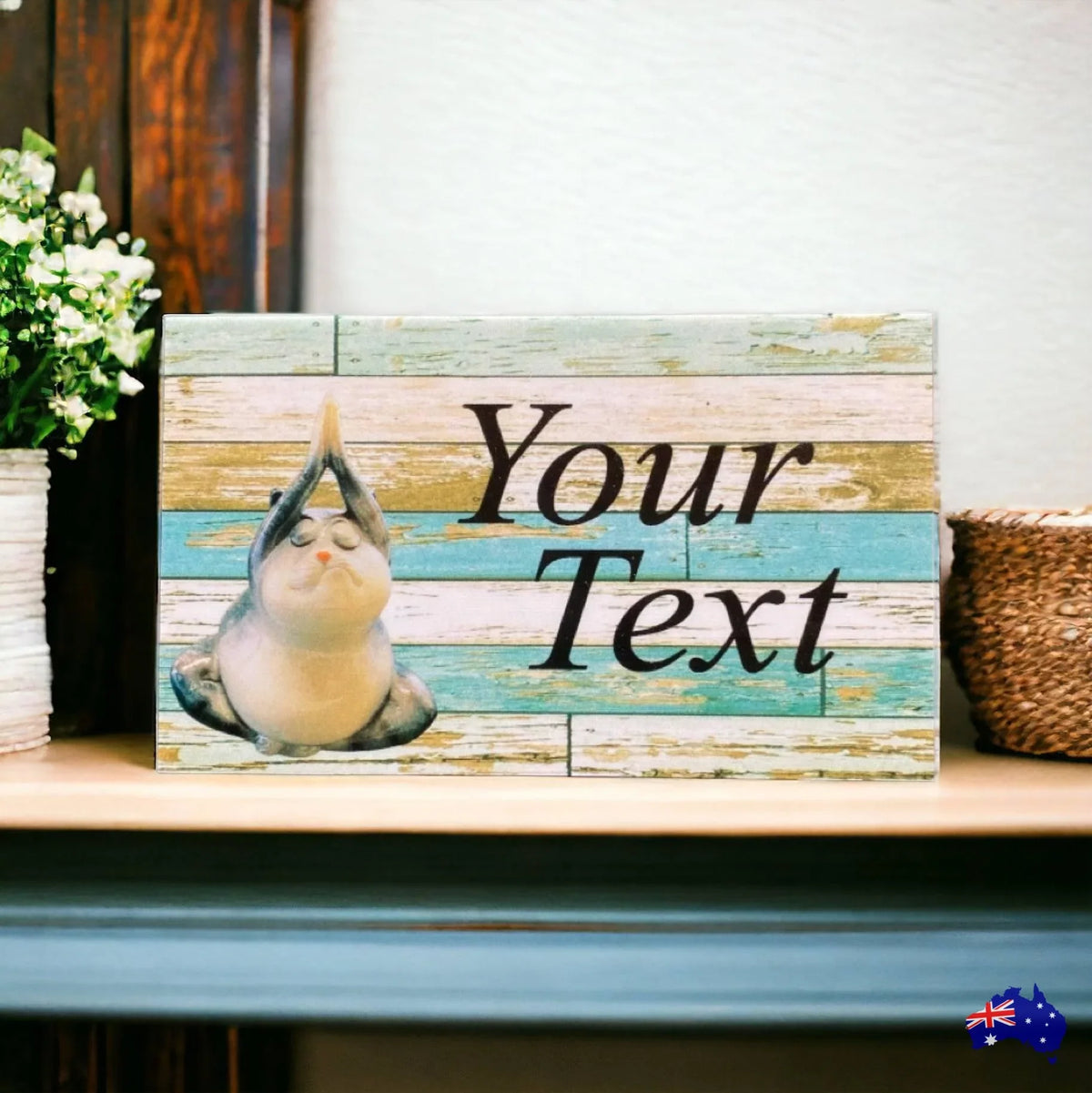 Cat Yoga Meditate Zen Custom Persoanlised Sign - The Renmy Store Homewares & Gifts