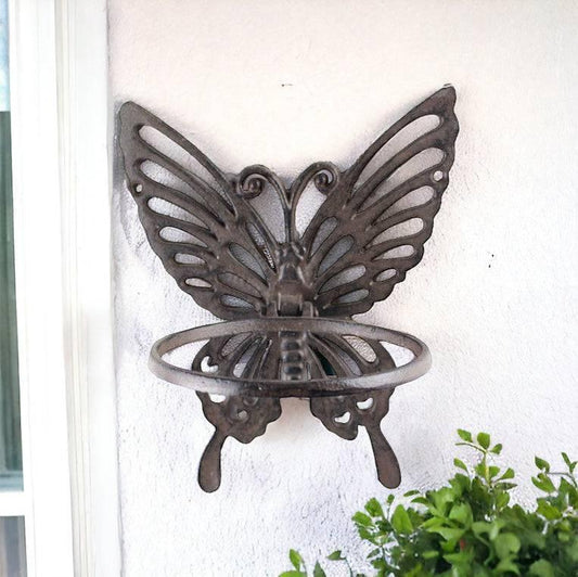 Planter Pot Wall Stand Butterfly Rustic Iron - The Renmy Store Homewares & Gifts