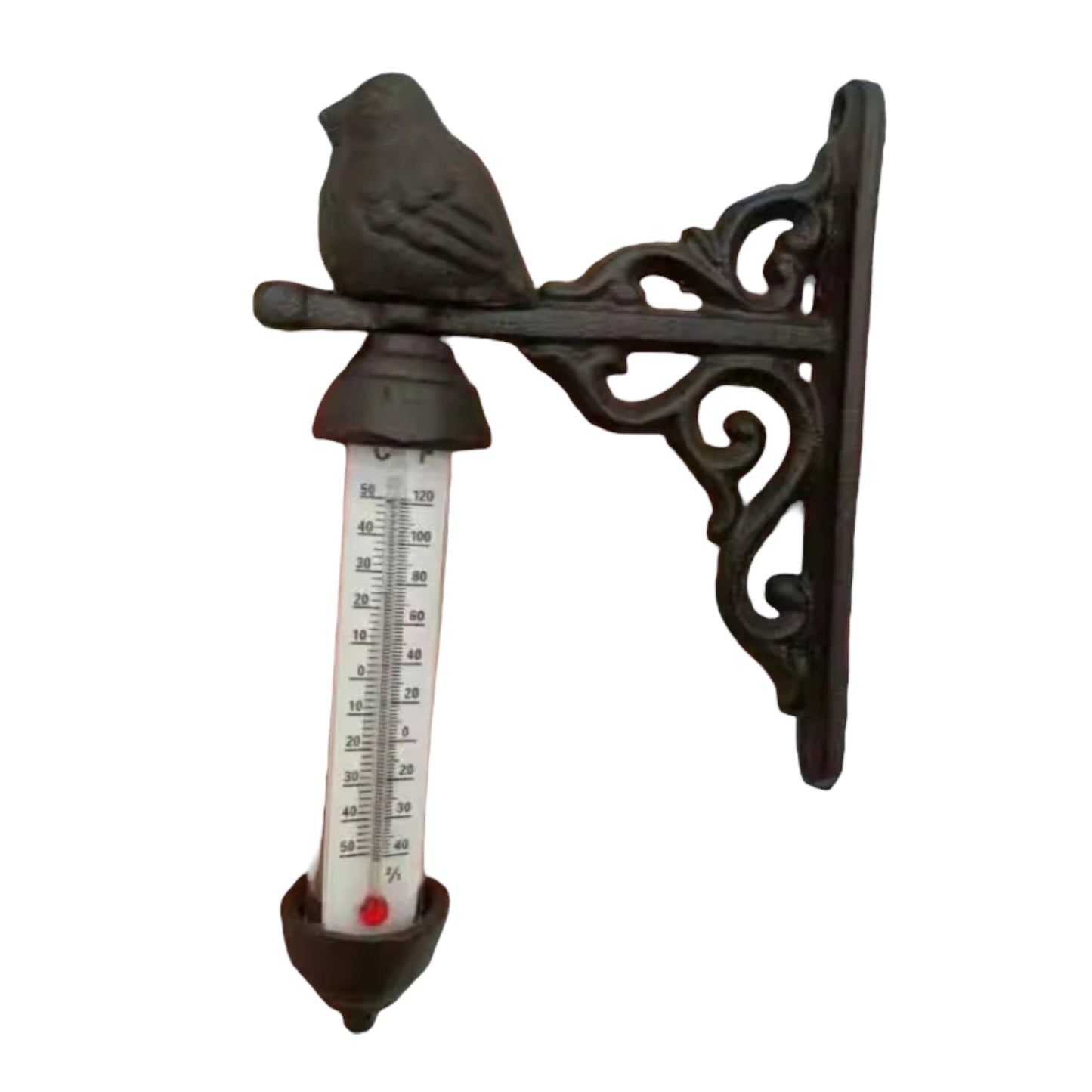Bird Thermometer Hanging Vintage Garden Cast Iron Rustic