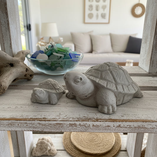Concrete Turtle Set of 2 | Mother & Baby Handmade Coastal Aussie Made Decor