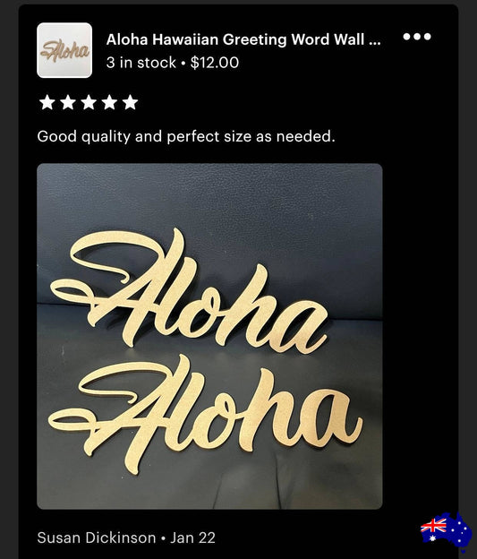 Aloha Hawaiian Greeting Word Wall Quote Art DIY Raw MDF Timber Wood - The Renmy Store Homewares & Gifts