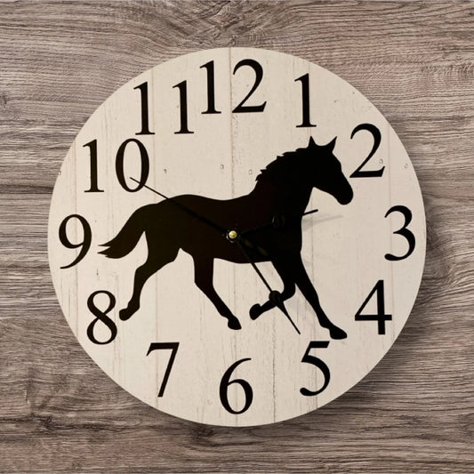 Clock Wall Timber Horse 30cm or 60cm Aussie Made - The Renmy Store Homewares & Gifts