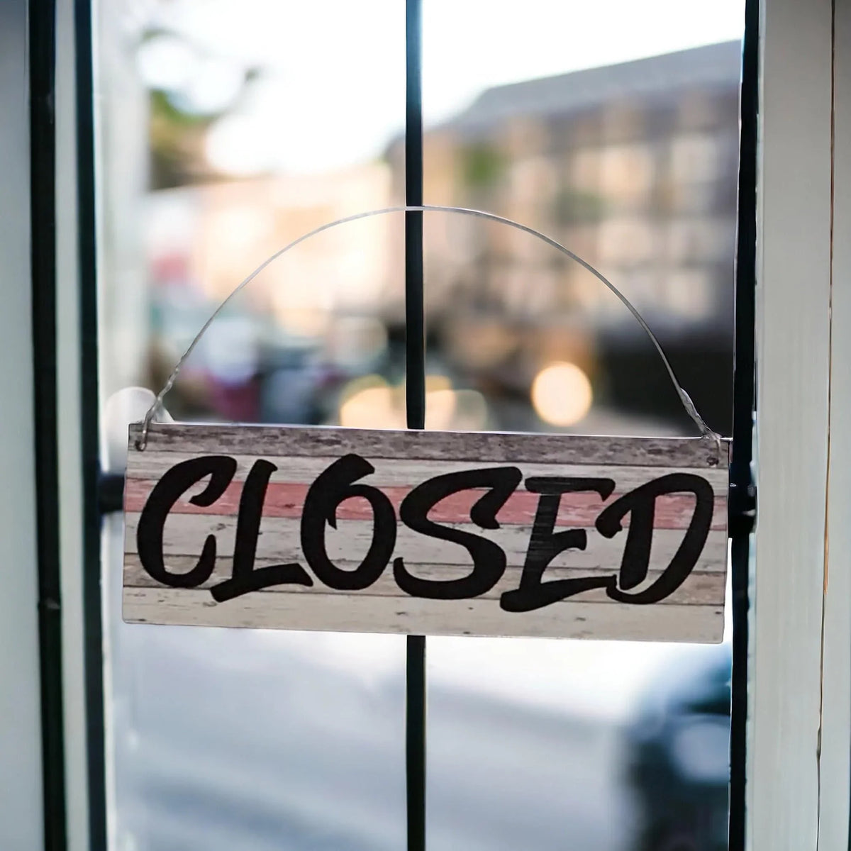 Open Closed Rustic Wood Style Business Shop Cafe Hanging Sign - The Renmy Store Homewares & Gifts