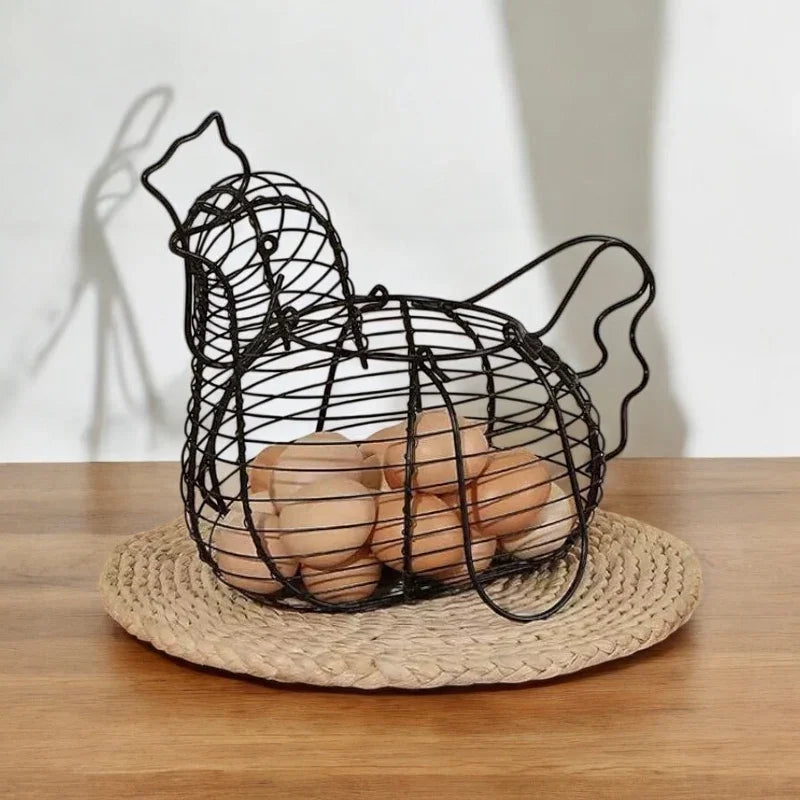Egg Storage Basket Chicken Black Metal Basket