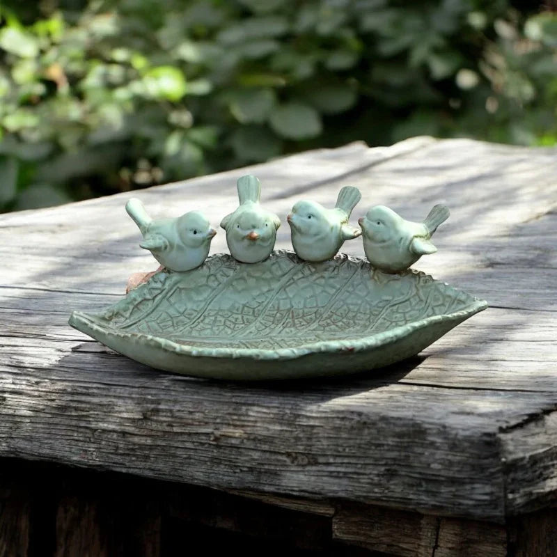 Bird Feeder Leaf Ceramic Garden Decoration - The Renmy Store Homewares & Gifts