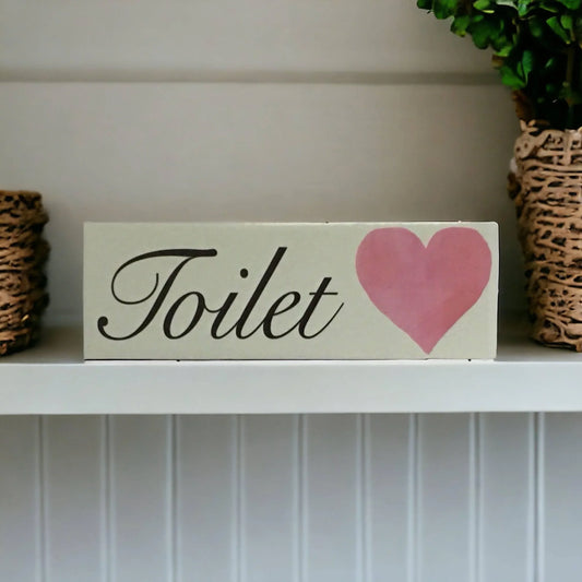 Pink Heart Door Room Sign Toilet Laundry Bathroom - The Renmy Store Homewares & Gifts