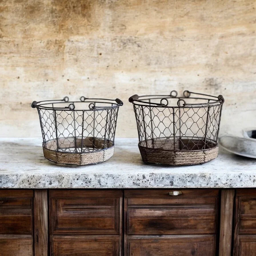 Storage Basket Fruit Eggs Metal Farmhouse - The Renmy Store Homewares & Gifts