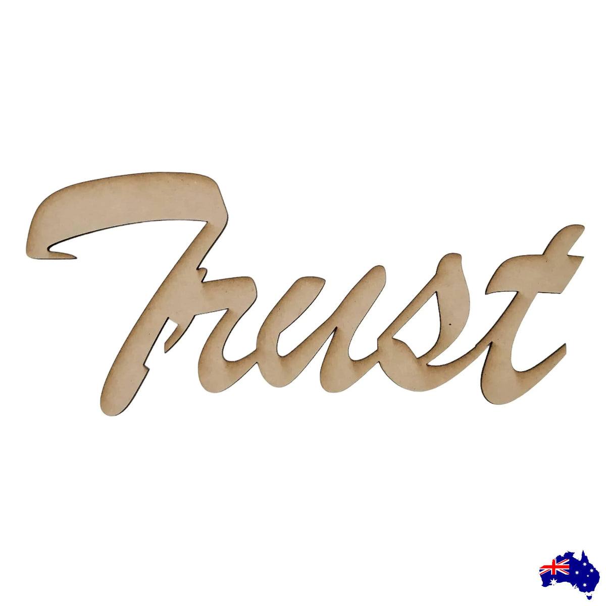 Trust MDF Wooden Word Shape Raw - The Renmy Store Homewares & Gifts