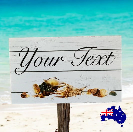 Custom Personalised Timber Seashells Coastal Sign - The Renmy Store Homewares & Gifts