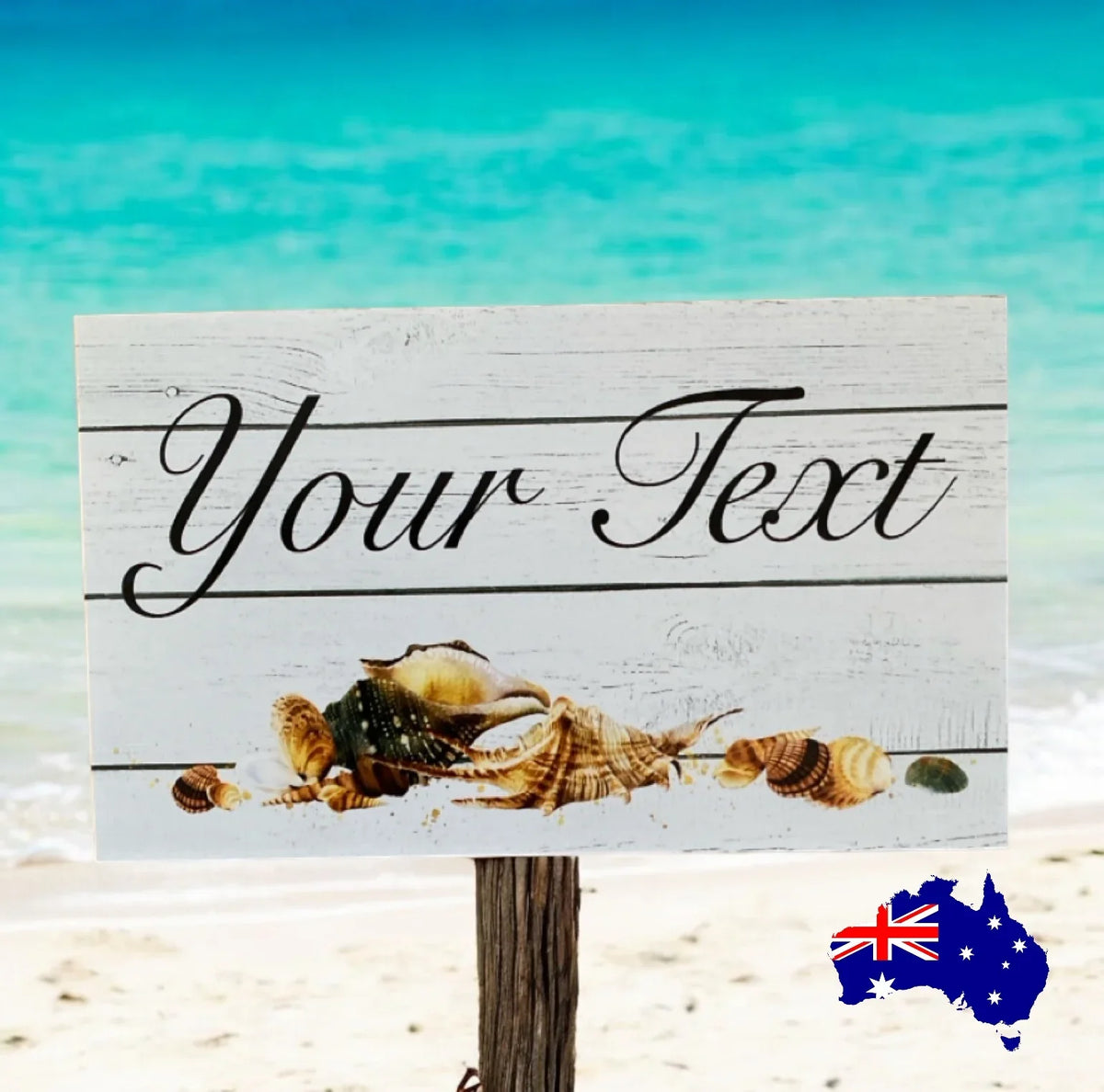 Custom Personalised Timber Seashells Coastal Sign - The Renmy Store Homewares & Gifts