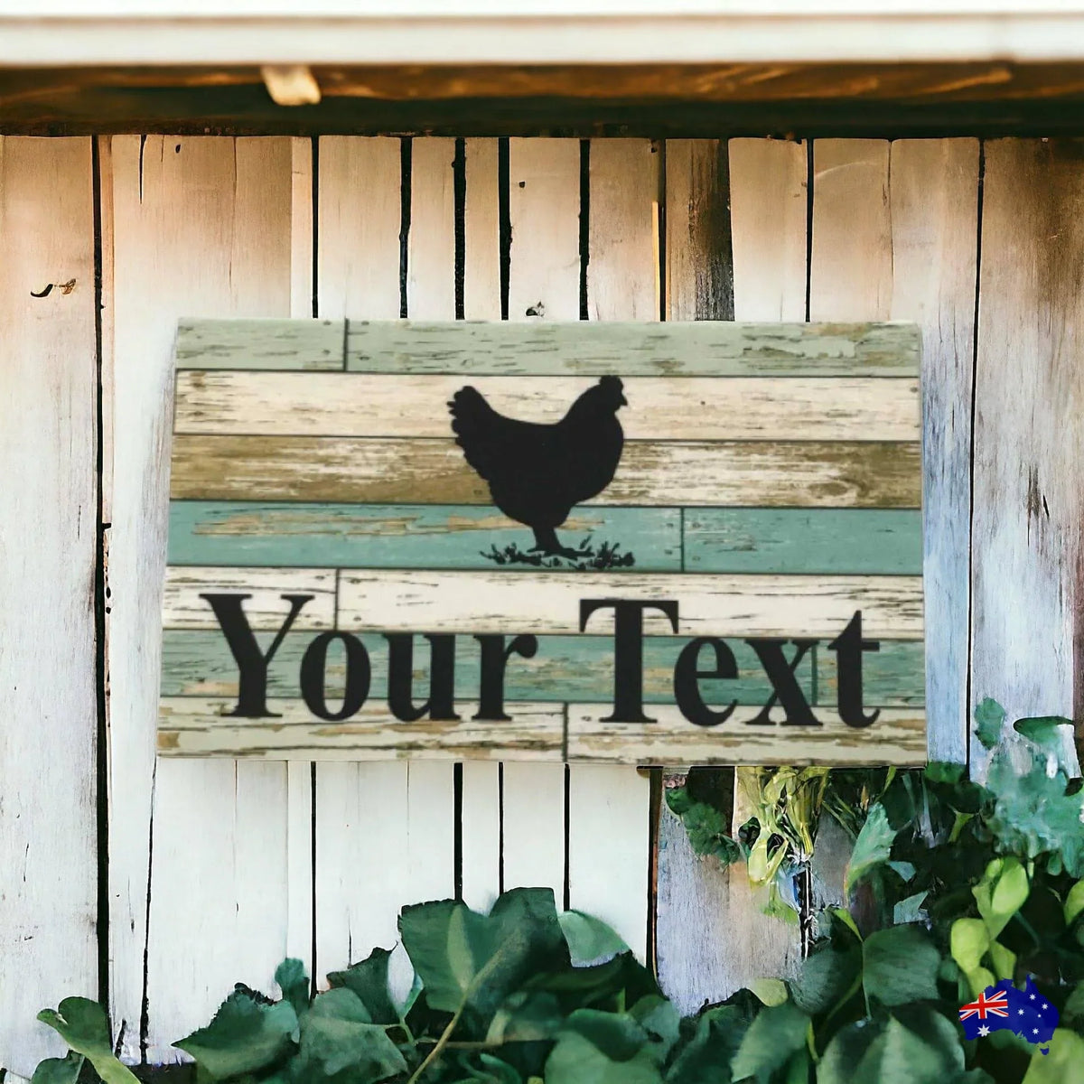 Chicken Hen Custom Personalised Sign Rustic Blue - The Renmy Store Homewares & Gifts
