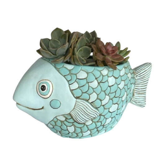 Fish Blue Funky Pot Planter Plant Large - The Renmy Store Homewares & Gifts