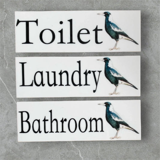 Magpie Bird Toilet Laundry Bathroom Door Sign - The Renmy Store Homewares & Gifts