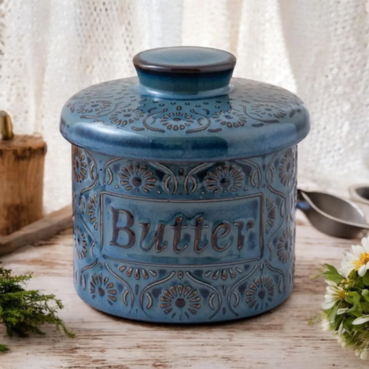 Butter Crock Storage Vintage Blue - The Renmy Store Homewares & Gifts