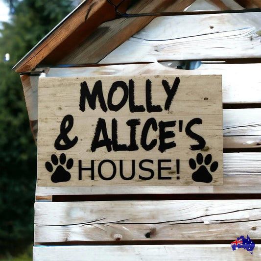 Dogs House Paw Pet Personalised Custom Sign - The Renmy Store Homewares & Gifts