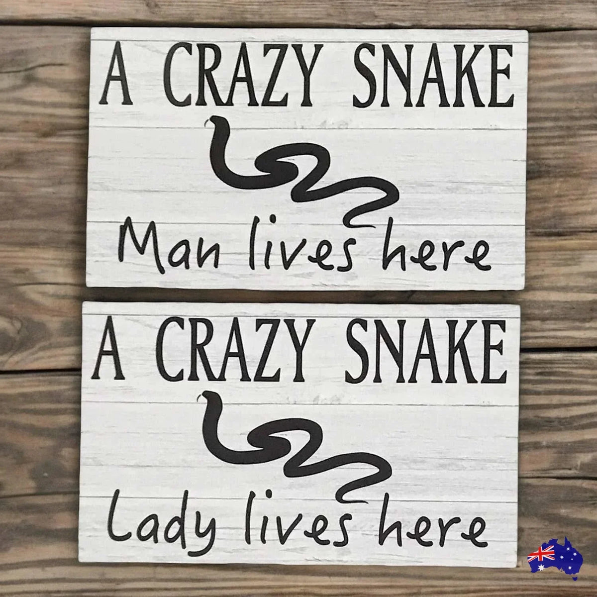 Crazy Snake Lady or Man Live Here Sign - The Renmy Store Homewares & Gifts