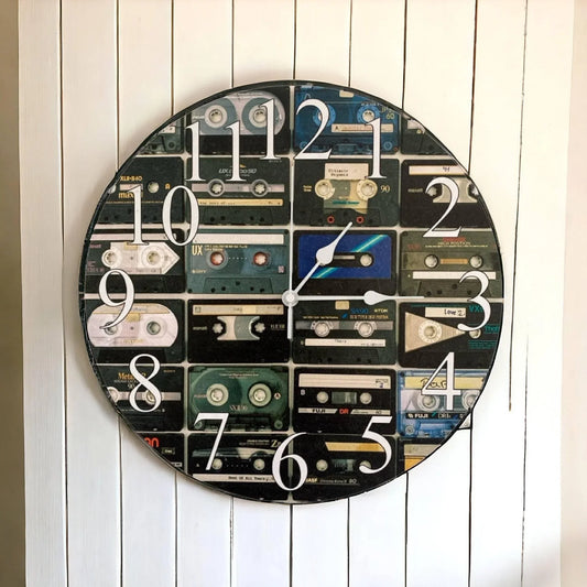Clock Wall Retro Tape Music Aussie Made - The Renmy Store Homewares & Gifts