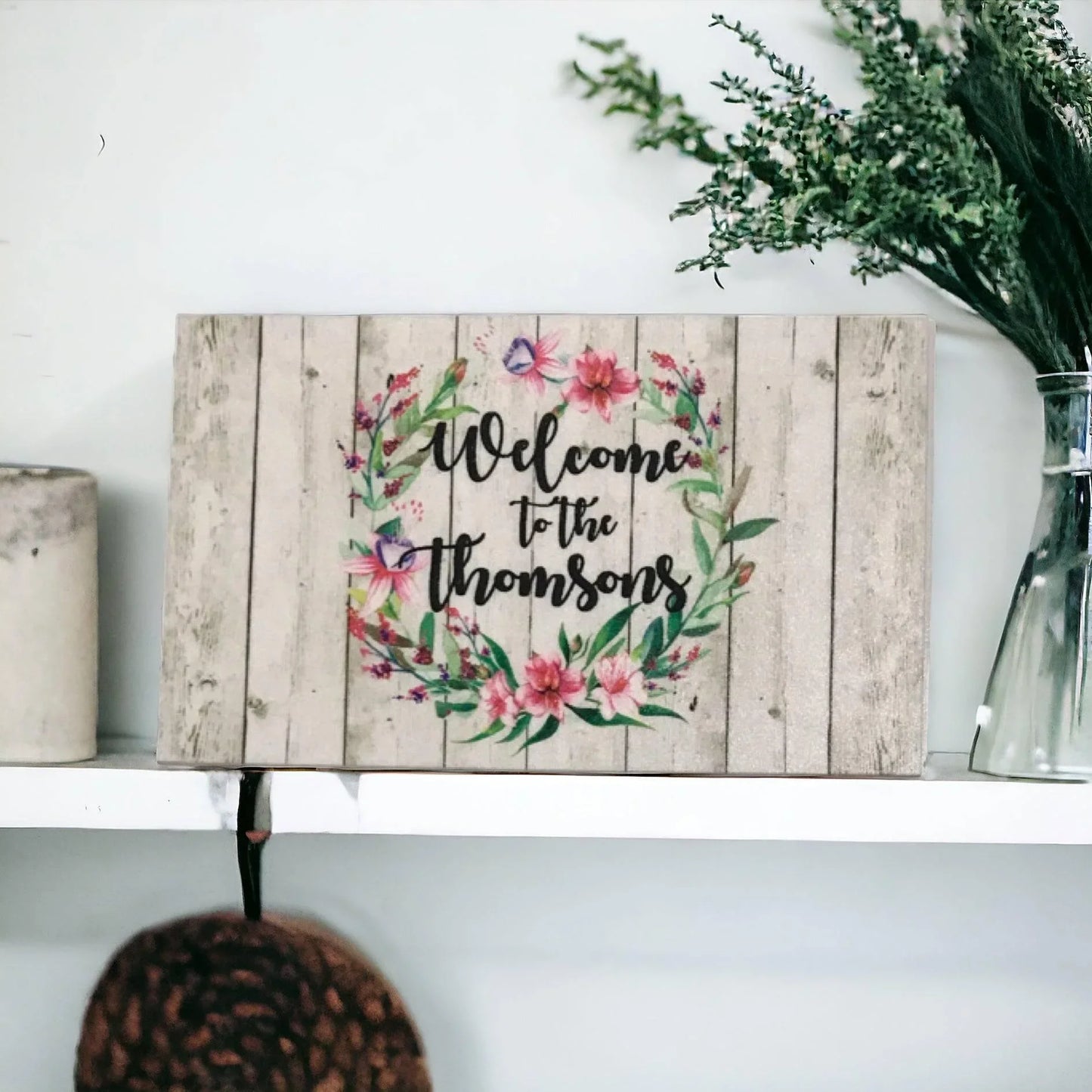 Welcome Custom Personalised Family Floral Sign - The Renmy Store Homewares & Gifts