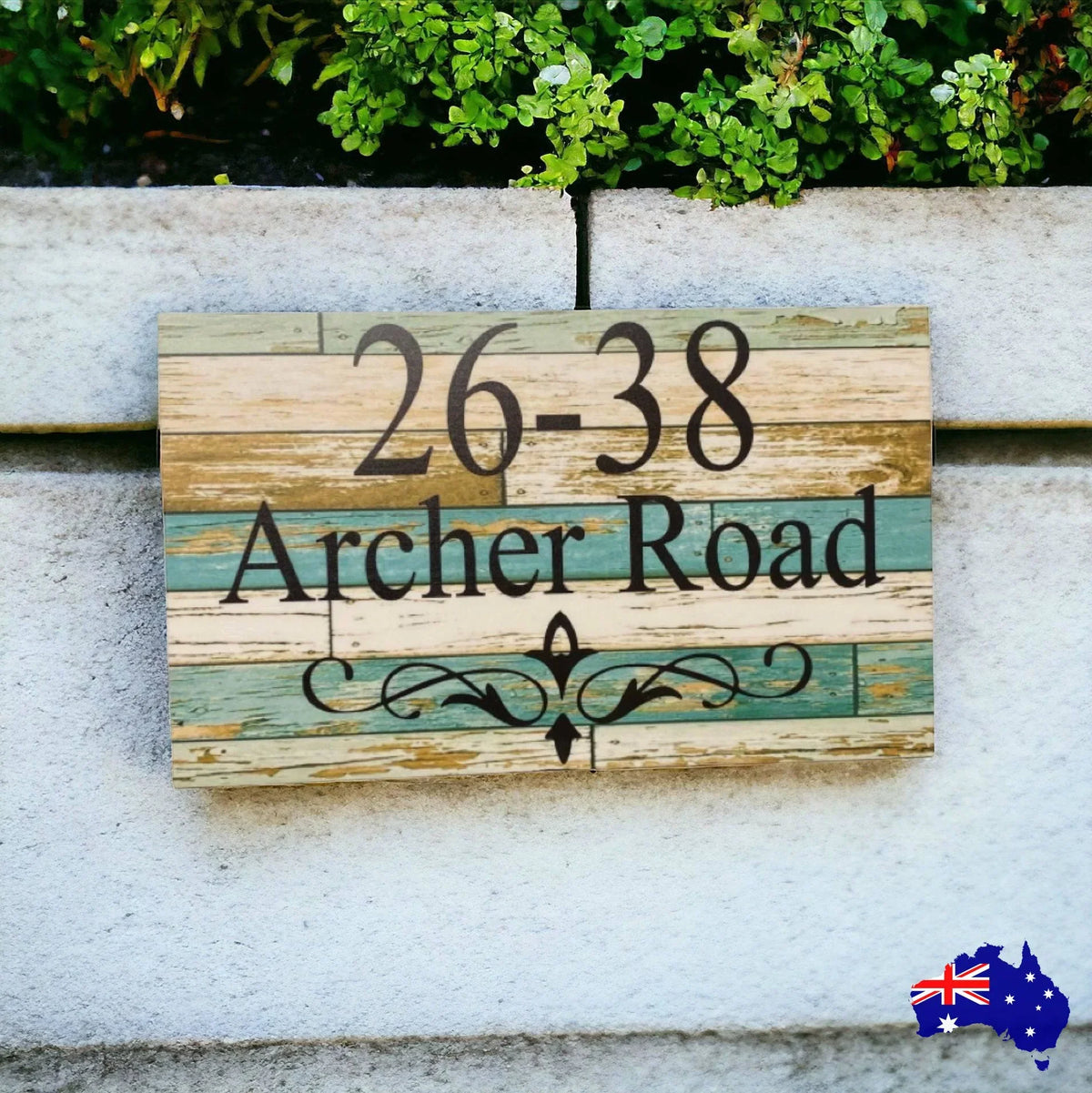 Personalised Street Number Address House Rustic Blue Sign - The Renmy Store Homewares & Gifts