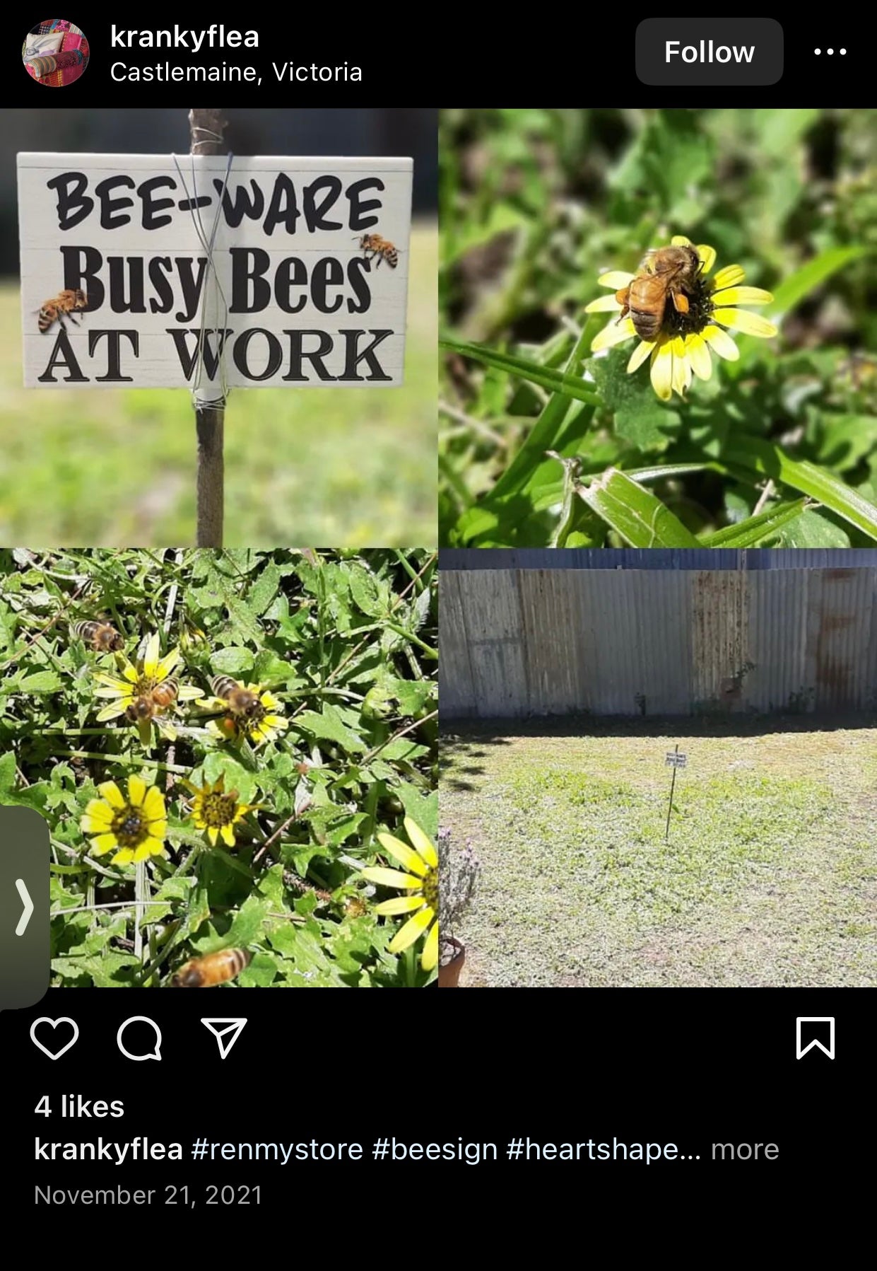 Bee-Ware Busy Bees At Work Sign