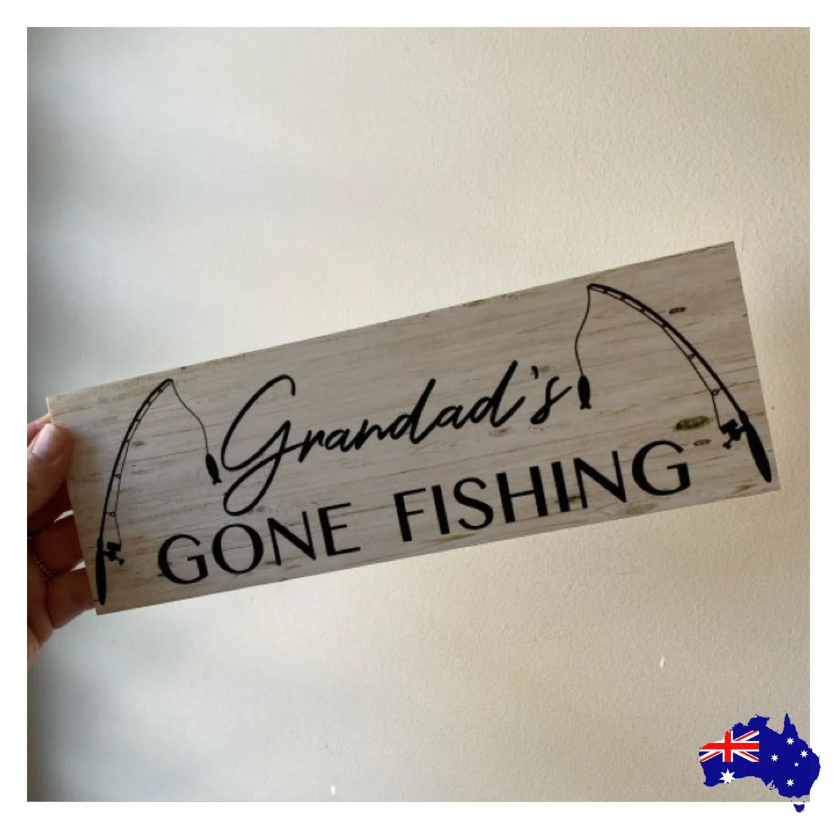 Gone Fishing Rustic Personalised Custom Sign - The Renmy Store Homewares & Gifts