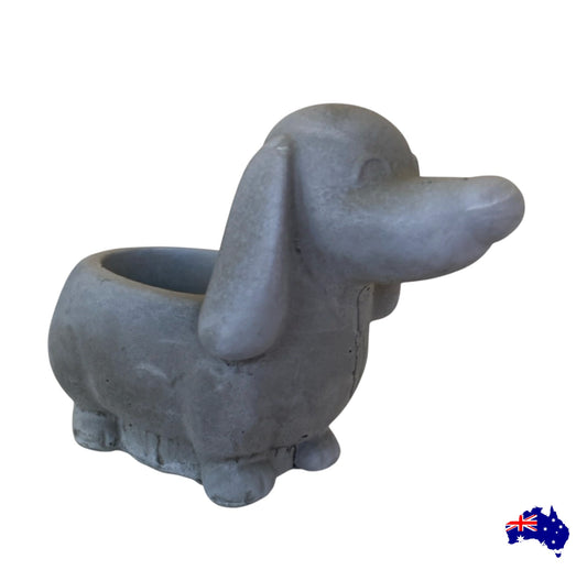 Planter Pot Dog Hound Aussie Handmade Concrete