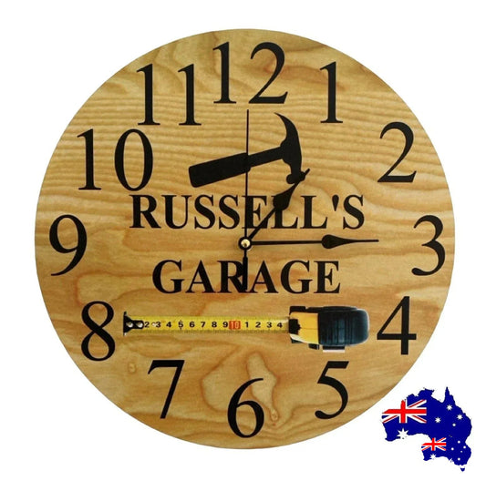 Clock Wall Garage Tool Custom Personalised Aussie Made - The Renmy Store Homewares & Gifts