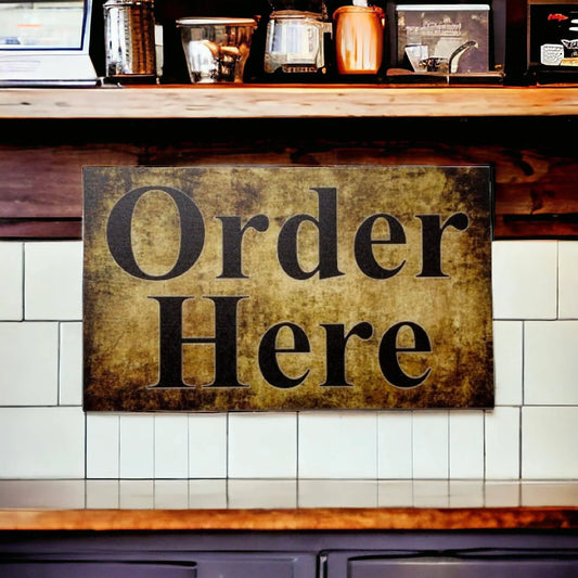Order Here Café Business Restaurant Vintage Antique Sign - The Renmy Store Homewares & Gifts