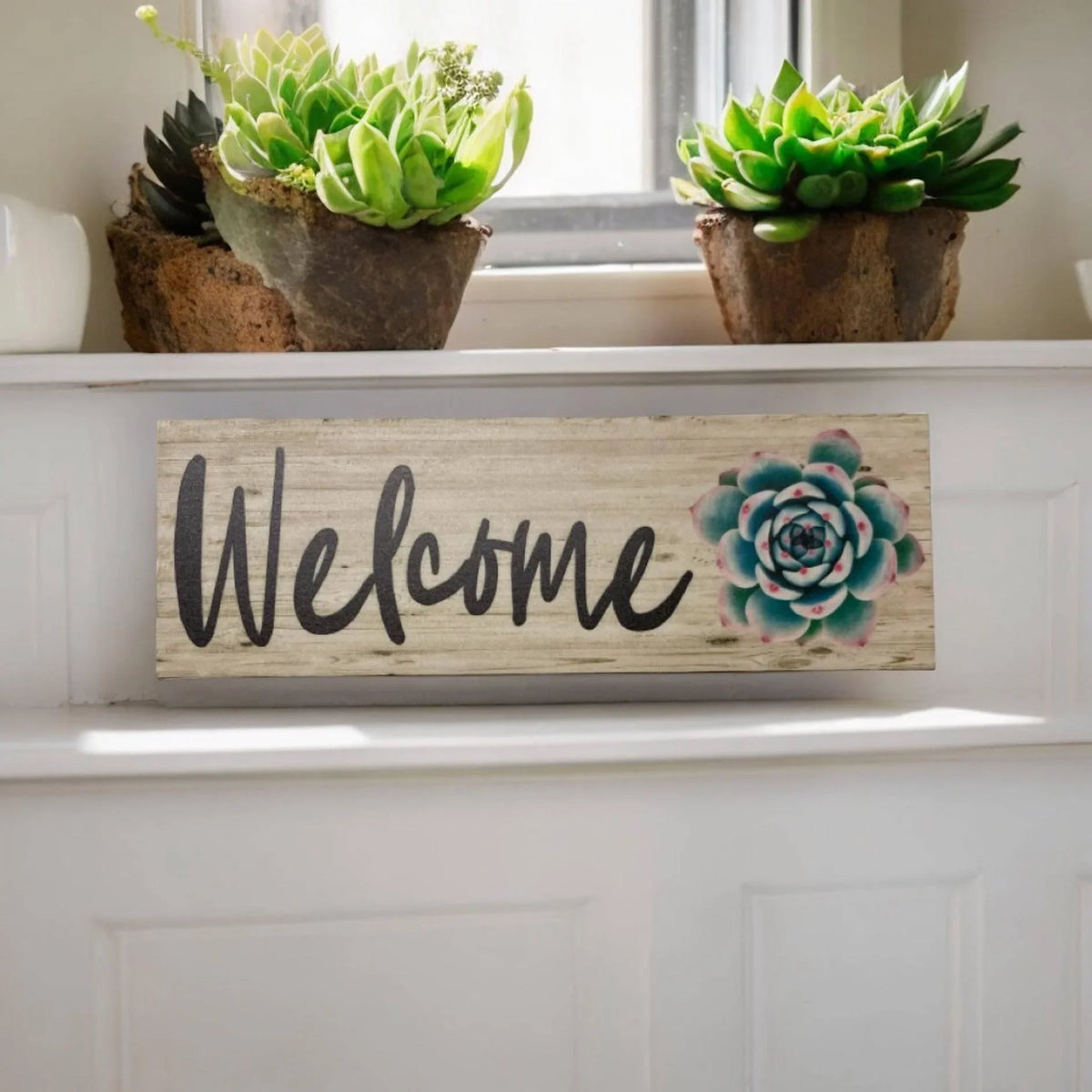 Welcome with Succulent Sign - The Renmy Store Homewares & Gifts