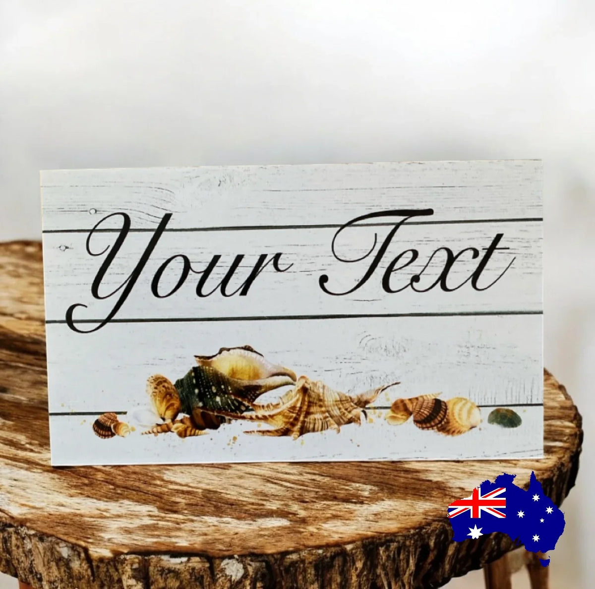 Custom Personalised Timber Seashells Coastal Sign - The Renmy Store Homewares & Gifts