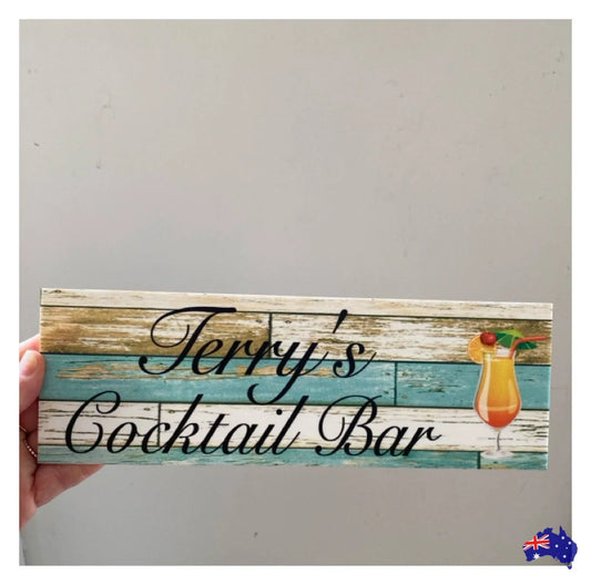 Bar Cocktail Tropical Custom Persoanlised Sign - The Renmy Store Homewares & Gifts