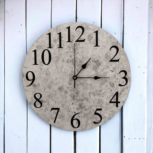 Clock Wall Rustic Concrete 30cm 60cm Aussie Made - The Renmy Store Homewares & Gifts