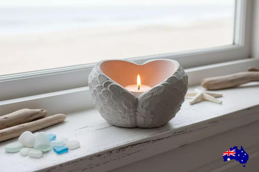 Handmade Concrete Angel Wings - Australian Made Planter Candle Holder